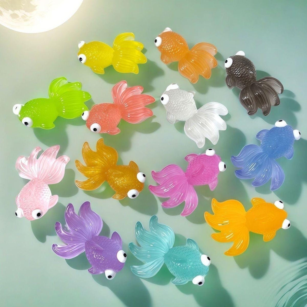 Large glow in the dark goldfish resin cabochons 47 by 44mm