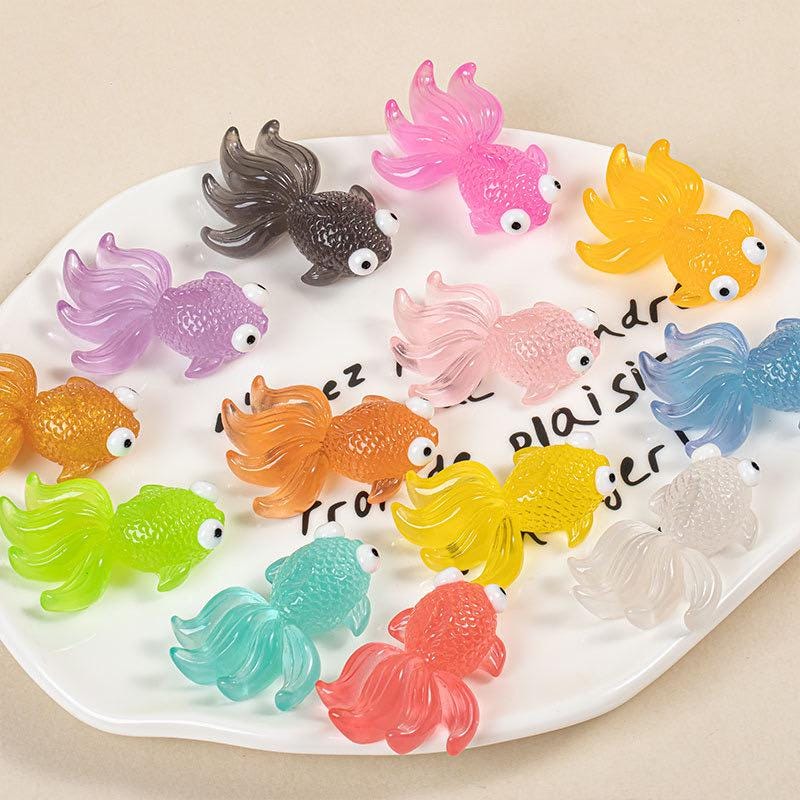 Large glow in the dark goldfish resin cabochons 47 by 44mm