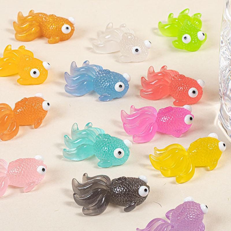Large glow in the dark goldfish resin cabochons 47 by 44mm