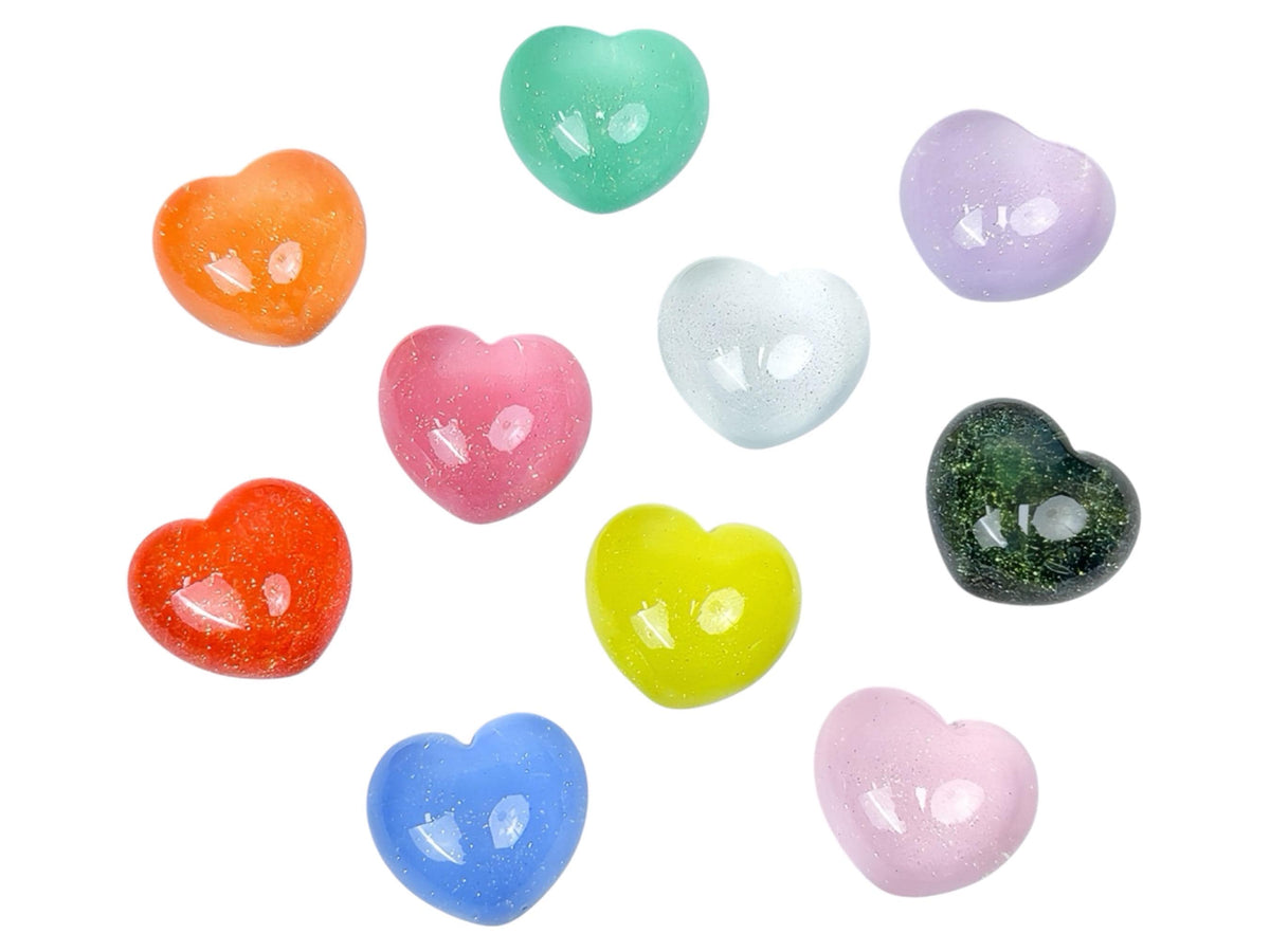 Glow in the Dark Heart Resin Charms | 21–24mm Flatback Cabochons