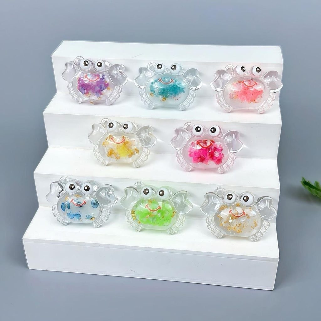Glow in the Dark Crab Resin Charms | Luminous Colorful Flatback Cabochons for DIY Crafts & Jewellery Making (20x30mm)