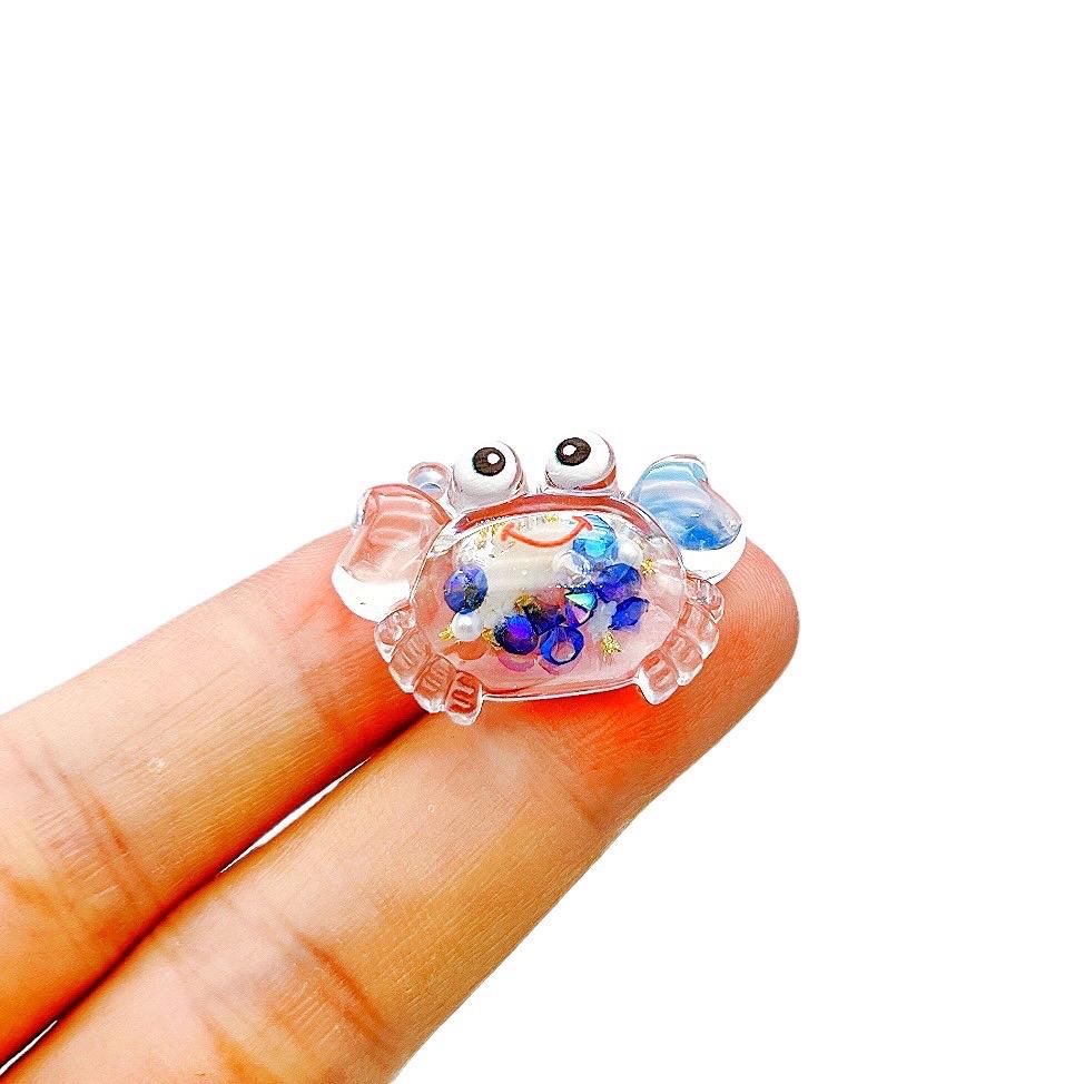 Glow in the Dark Crab Resin Charms | Luminous Colorful Flatback Cabochons for DIY Crafts & Jewellery Making (20x30mm)