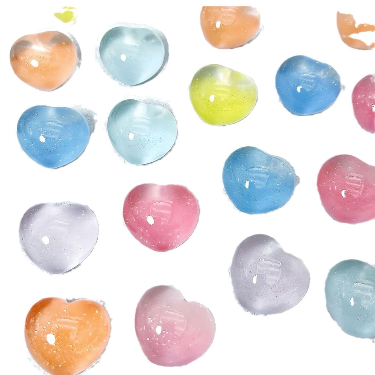Glow in the Dark Heart Resin Charms | 21–24mm Flatback Cabochons