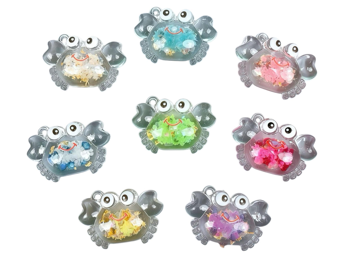 Glow in the Dark Crab Resin Charms | Luminous Colorful Flatback Cabochons for DIY Crafts & Jewellery Making (20x30mm)