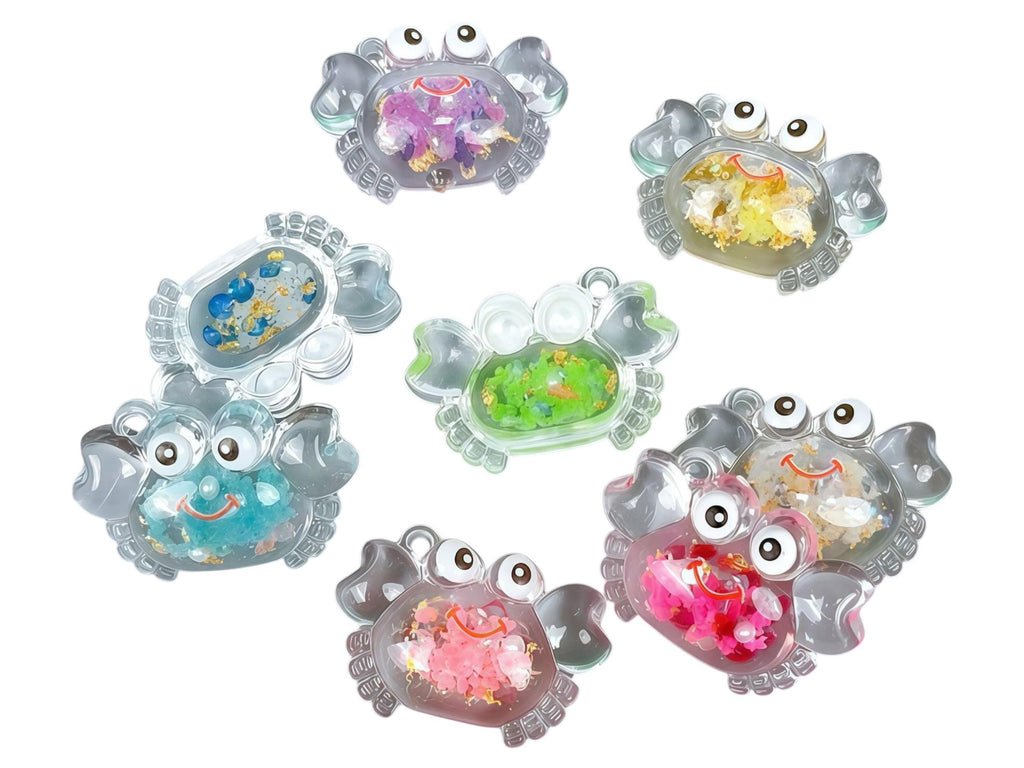Glow in the Dark Crab Resin Charms | Luminous Colorful Flatback Cabochons for DIY Crafts & Jewellery Making (20x30mm)