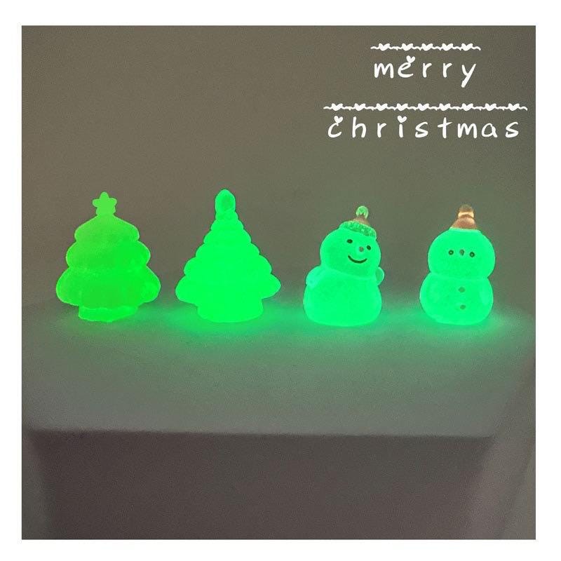 Glow in the Dark Christmas Resin Charms | Snowman & Tree Cabochons