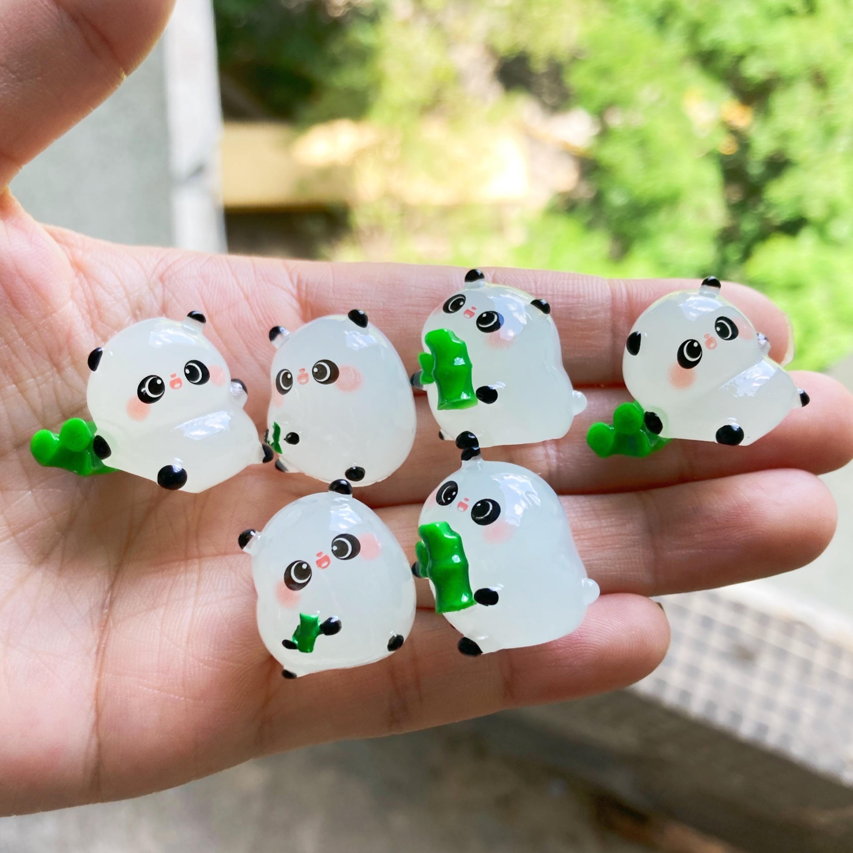 Mixed glow in the dark panda animal resin charms for kawaii DIY crafts