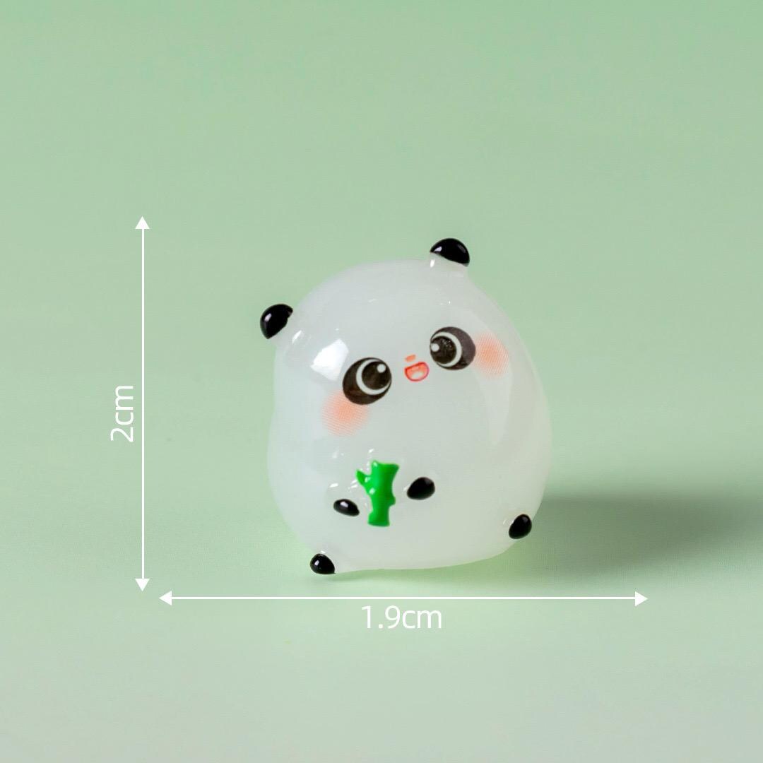 Mixed glow in the dark panda animal resin charms for kawaii DIY crafts