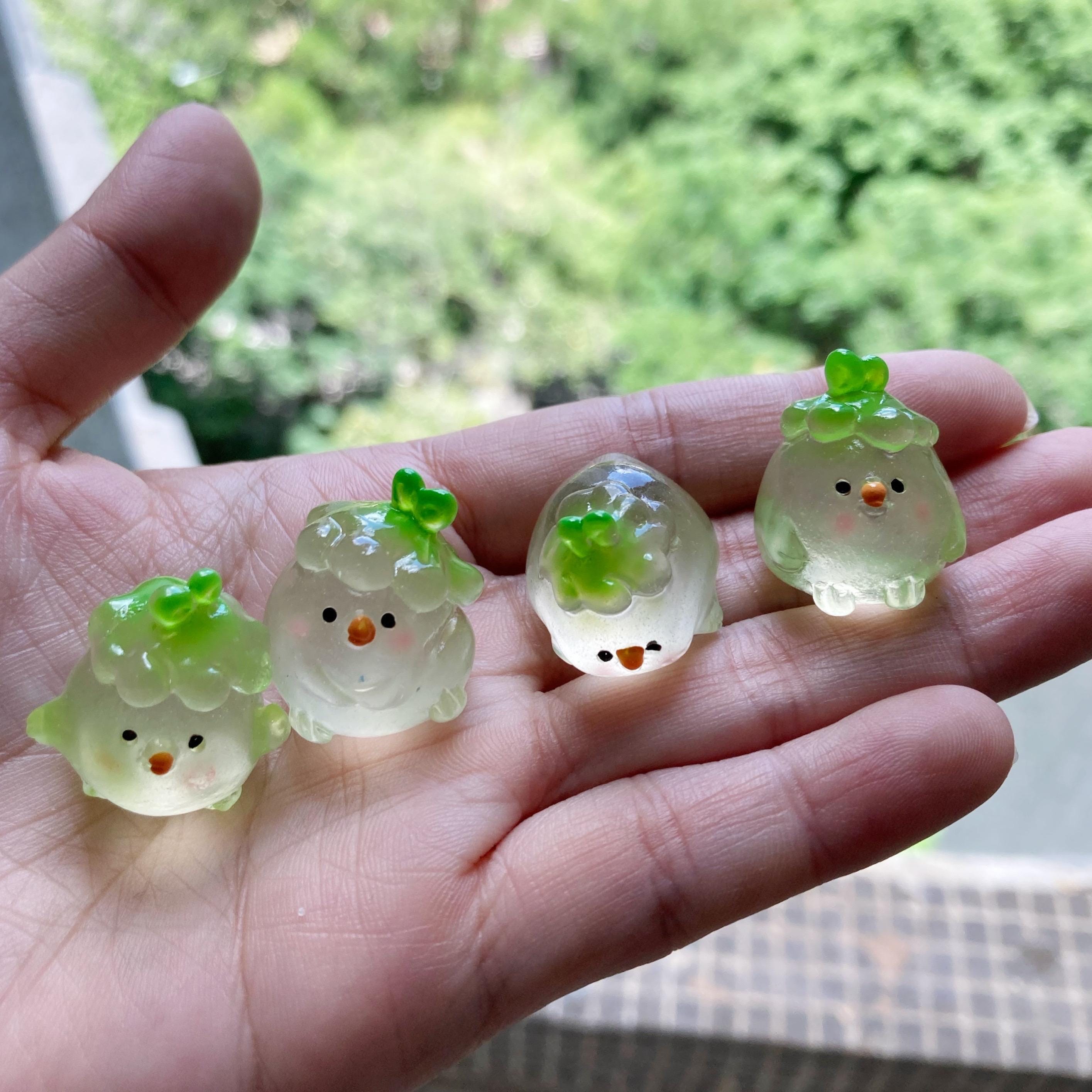 Glow in the Dark Mini Vegetable & Chick Resin Charms | Luminous Flatback Cabochons for DIY Crafts & Phone Case Decoration