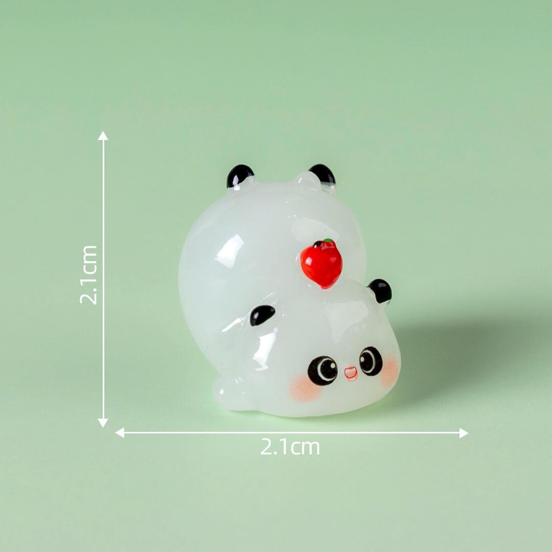 Mixed glow in the dark panda animal resin charms for kawaii DIY crafts