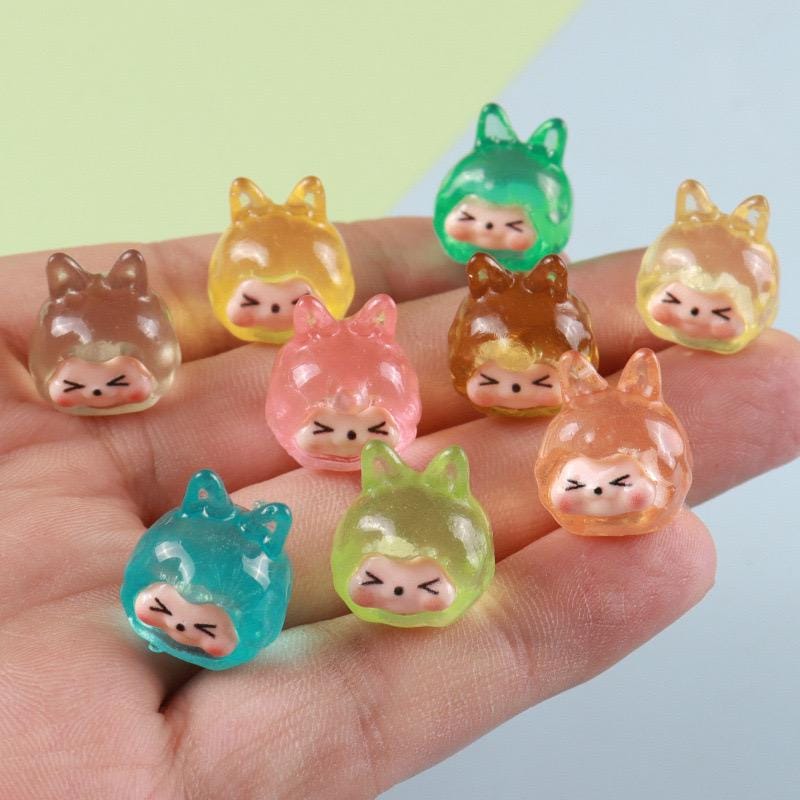Glow in the dark fruit character resin charm cabochon for DIY crafts and decoden