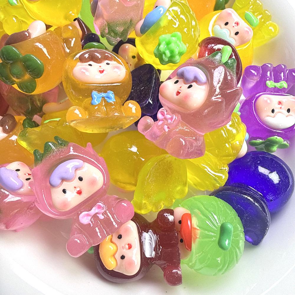 Glow in the dark fruit character resin charm cabochon for DIY crafts and decoden