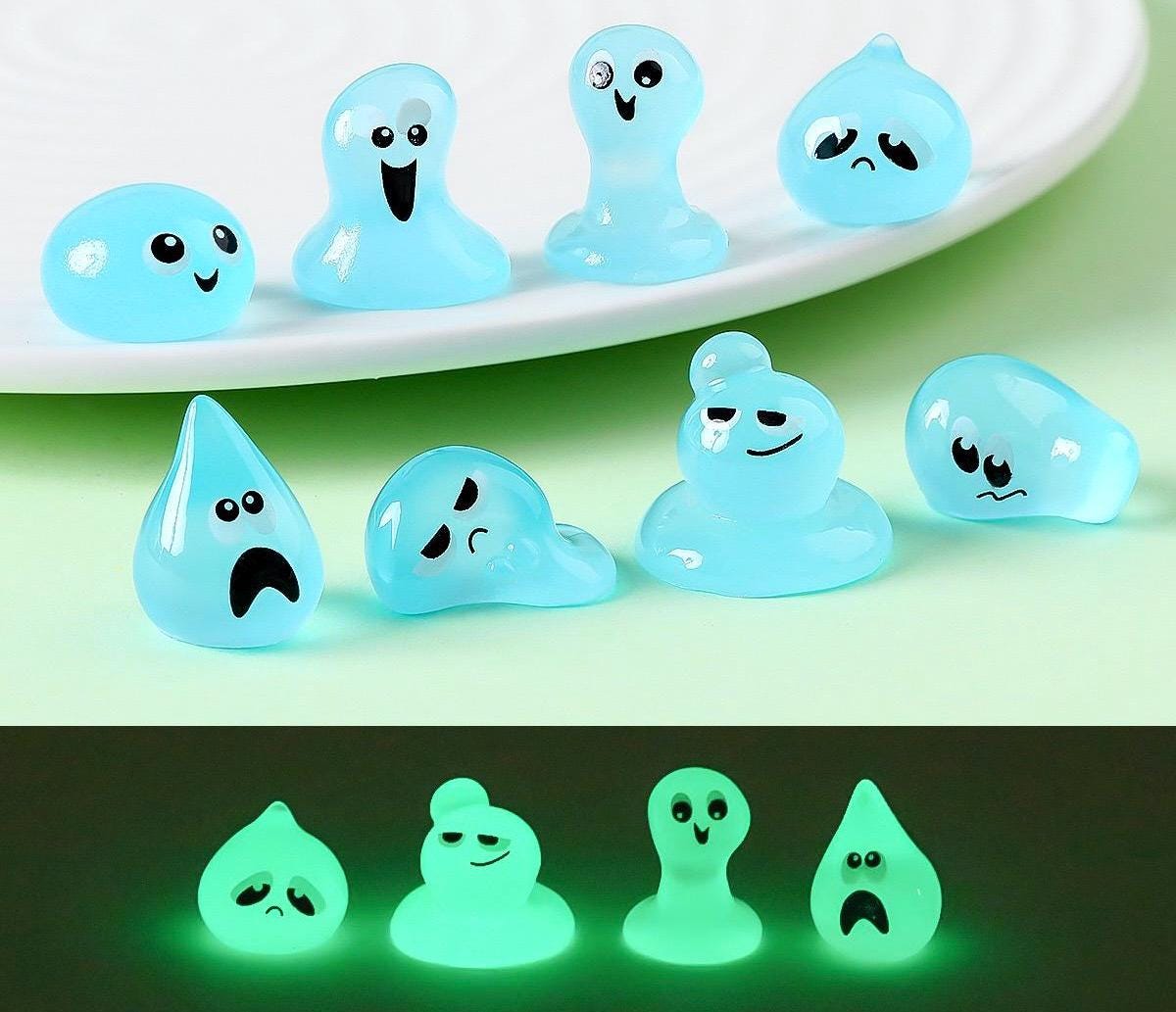 Glow in the dark water droplet resin charm cabochon for DIY crafts and decoden