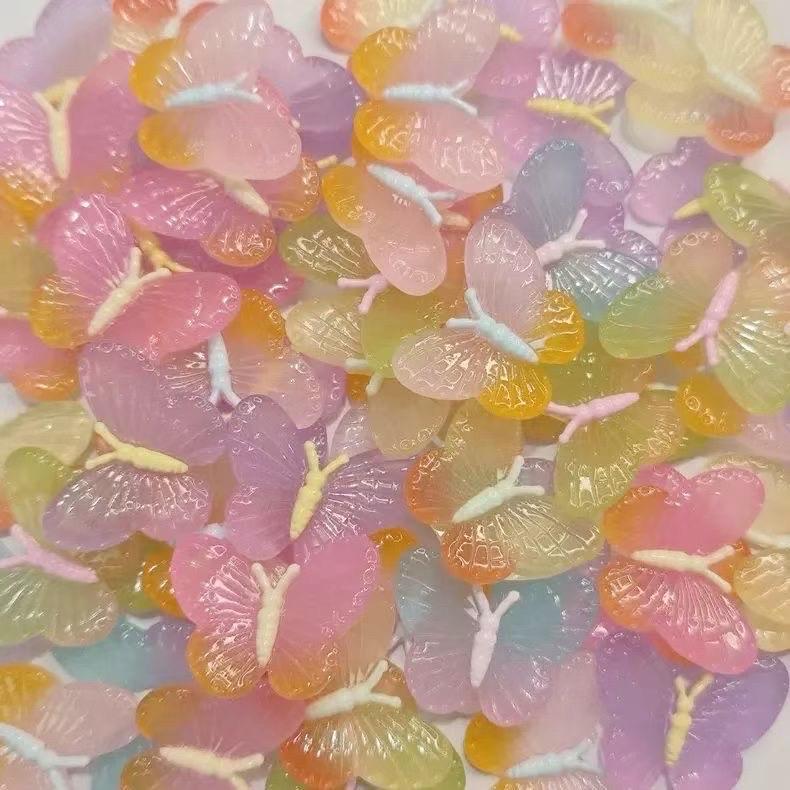 Glow in the Dark Butterfly Resin Charms | Colorful Craft Cabochons