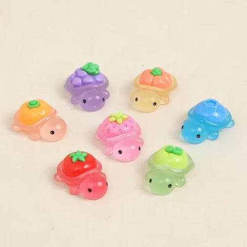 Glow in the Dark Fruit Turtle Resin Charms for DIY Crafts & Phone Case Decoration