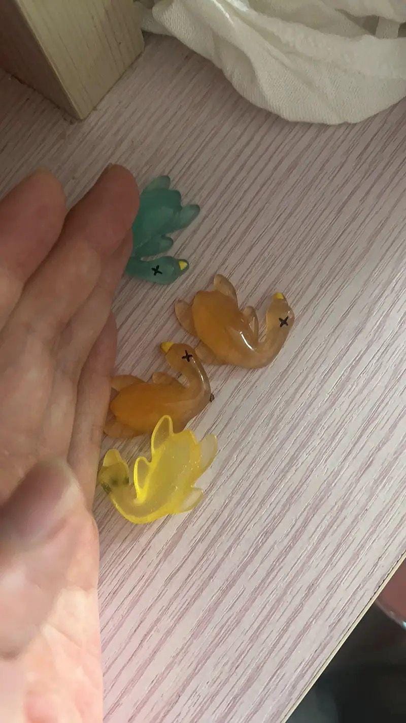 Mini glow in the dark roasted duck resin cabochons