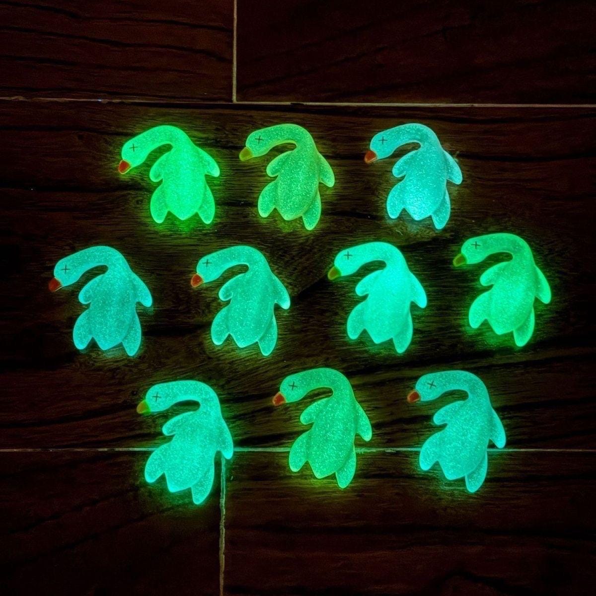 Mini glow in the dark roasted duck resin cabochons