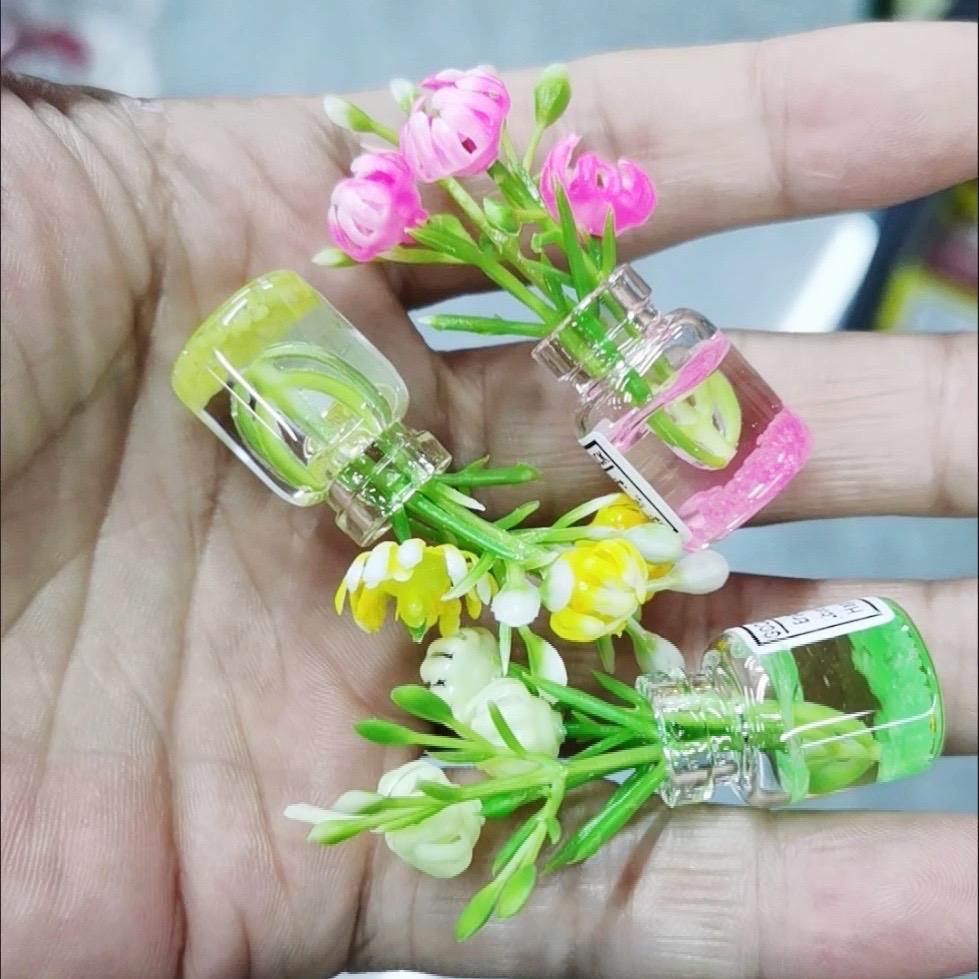 Glow in the dark flower vase resin charm cabochon for DIY crafts and decoden