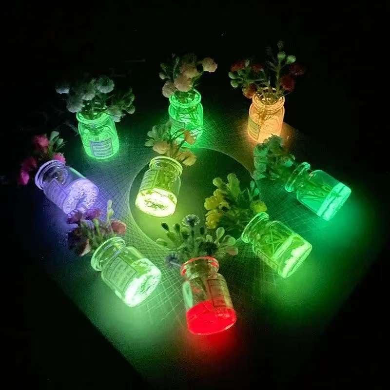 Glow in the dark flower vase resin charm cabochon for DIY crafts and decoden