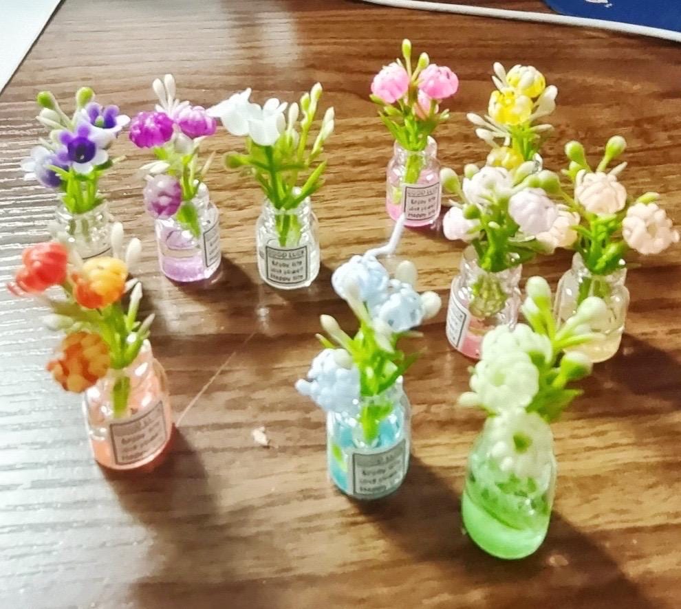Glow in the dark flower vase resin charm cabochon for DIY crafts and decoden