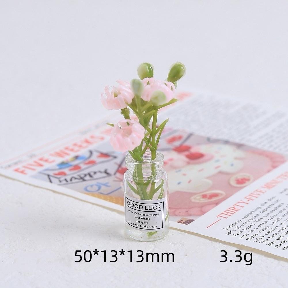 Glow in the dark flower vase resin charm cabochon for DIY crafts and decoden