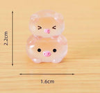 Mixed glow in the dark cat rabbit chick and pig resin charms