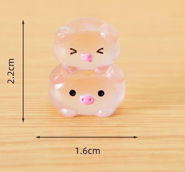 Mixed glow in the dark cat rabbit chick and pig resin charms