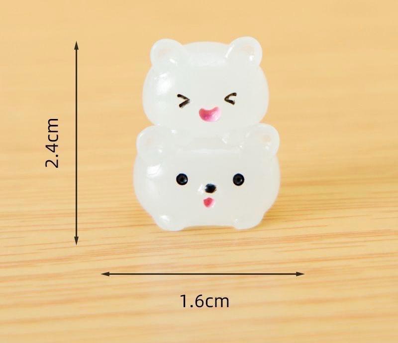 Mixed glow in the dark cat rabbit chick and pig resin charms