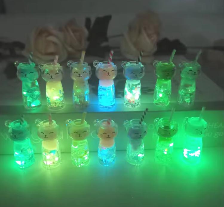Glow in the dark cat drink bottle resin charms in mixed colors for DIY crafts
