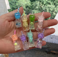 Glow in the dark cat drink bottle resin charms in mixed colors for DIY crafts