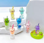 Glow in the dark cat drink bottle resin charms in mixed colors for DIY crafts