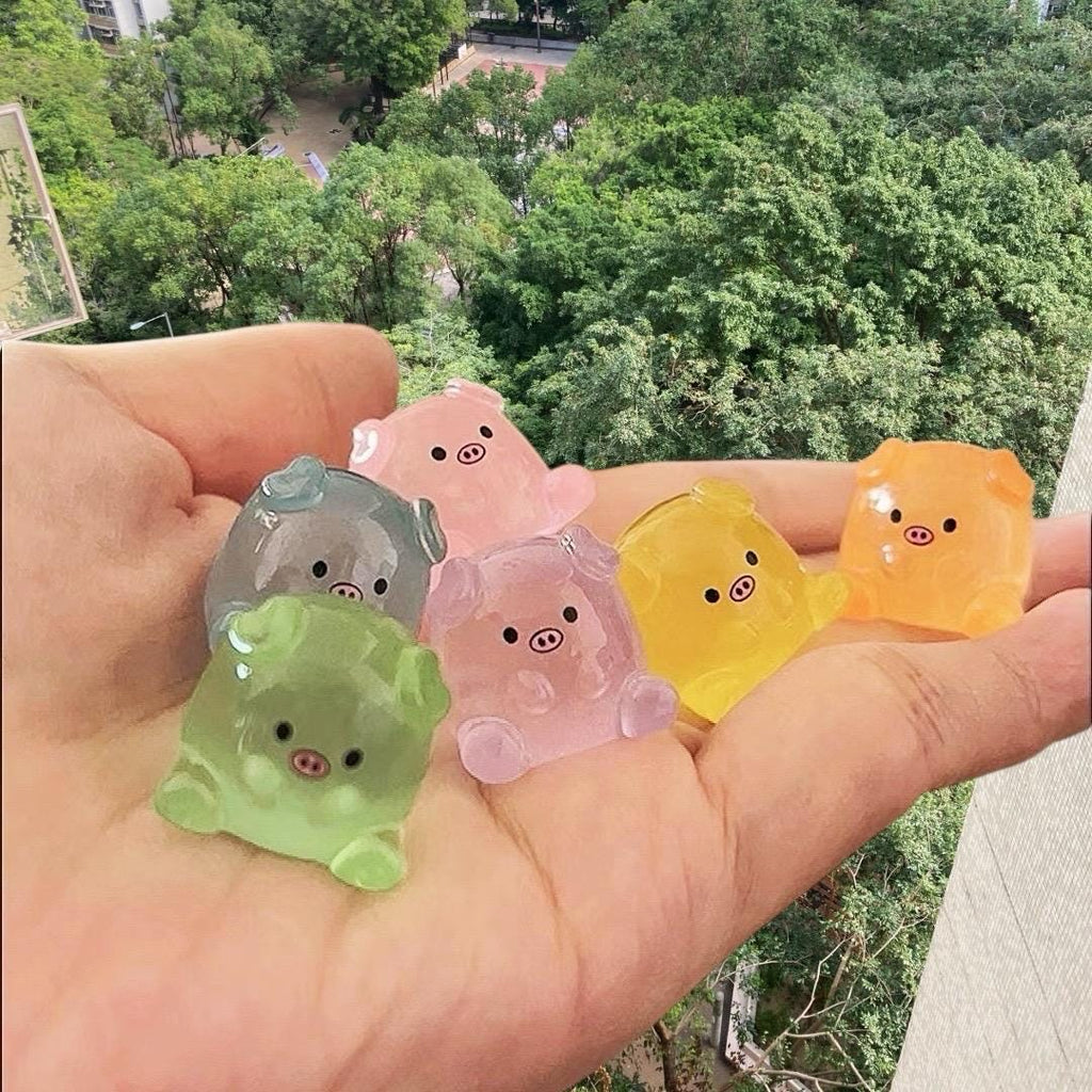 Glow in the Dark Pig Resin Charms | Kawaii Flatback Cabochons