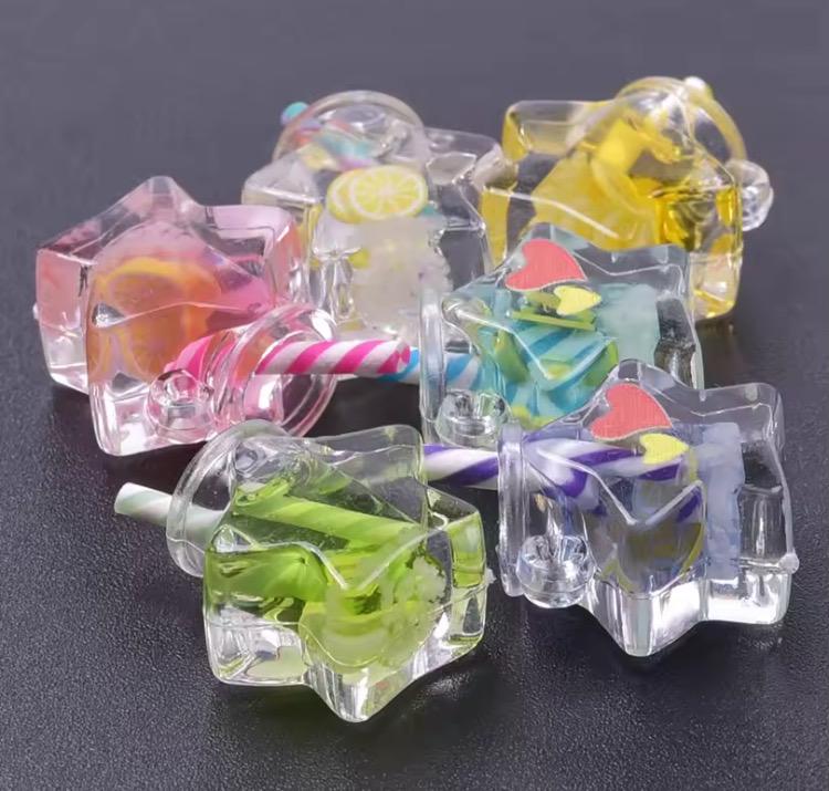 Glow in the Dark Star Wishing Bottle Resin Charms | 24×17mm Cabochons