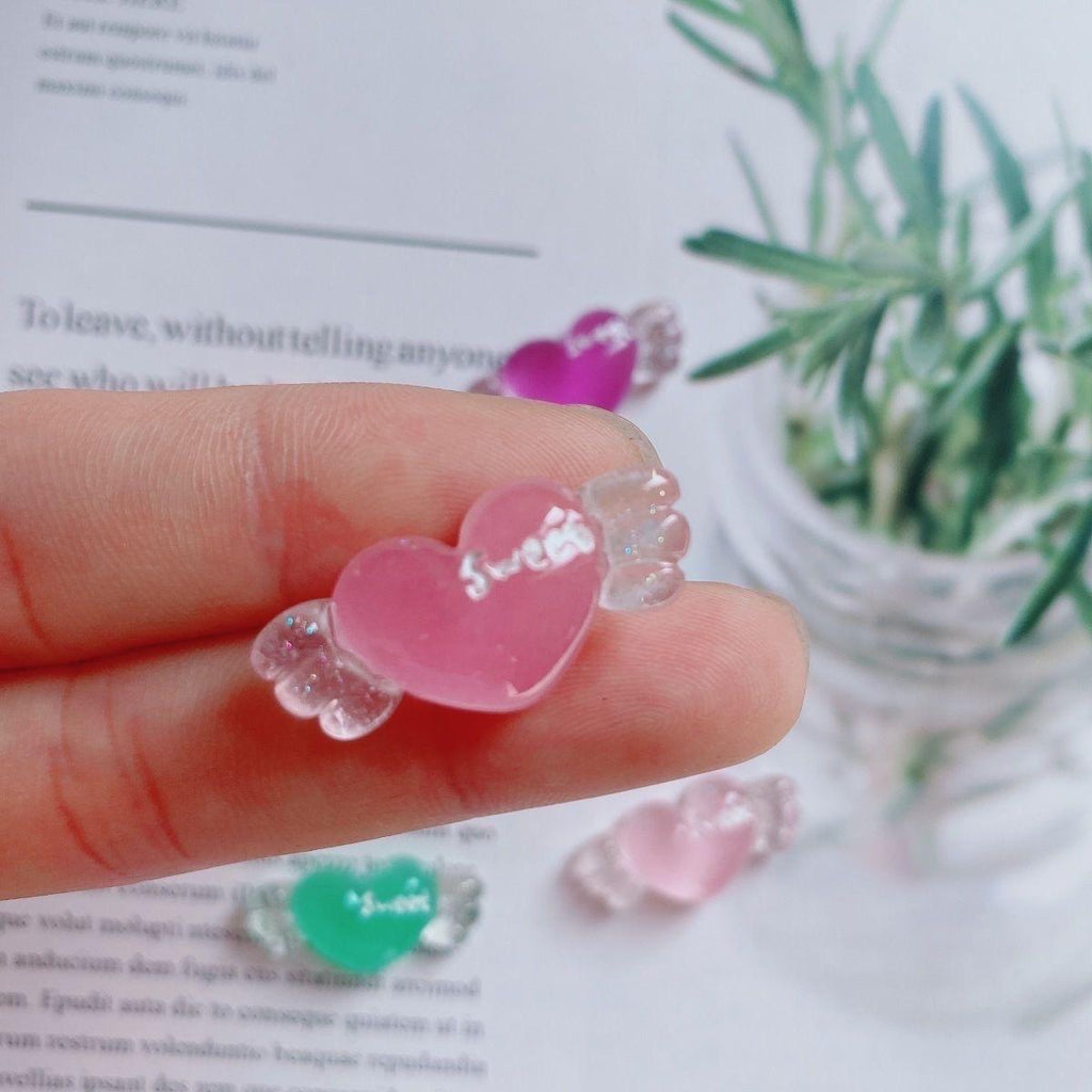 Glow in the Dark Heart Candy Resin Charms | 12×25mm Cabochons