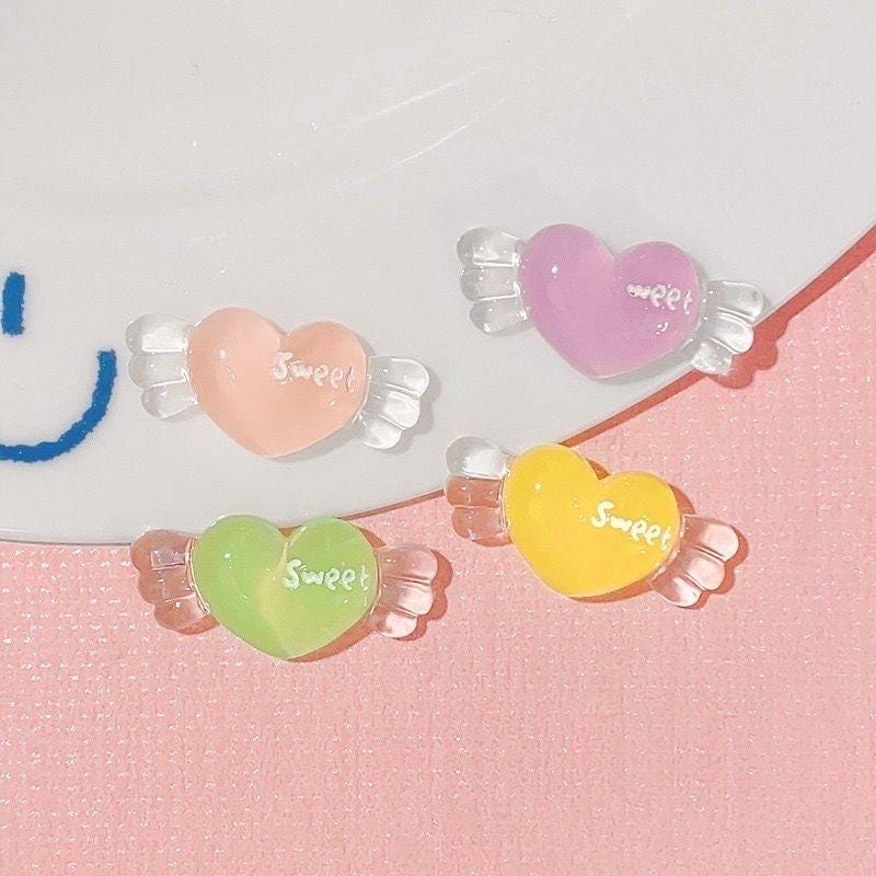 Glow in the Dark Heart Candy Resin Charms | 12×25mm Cabochons