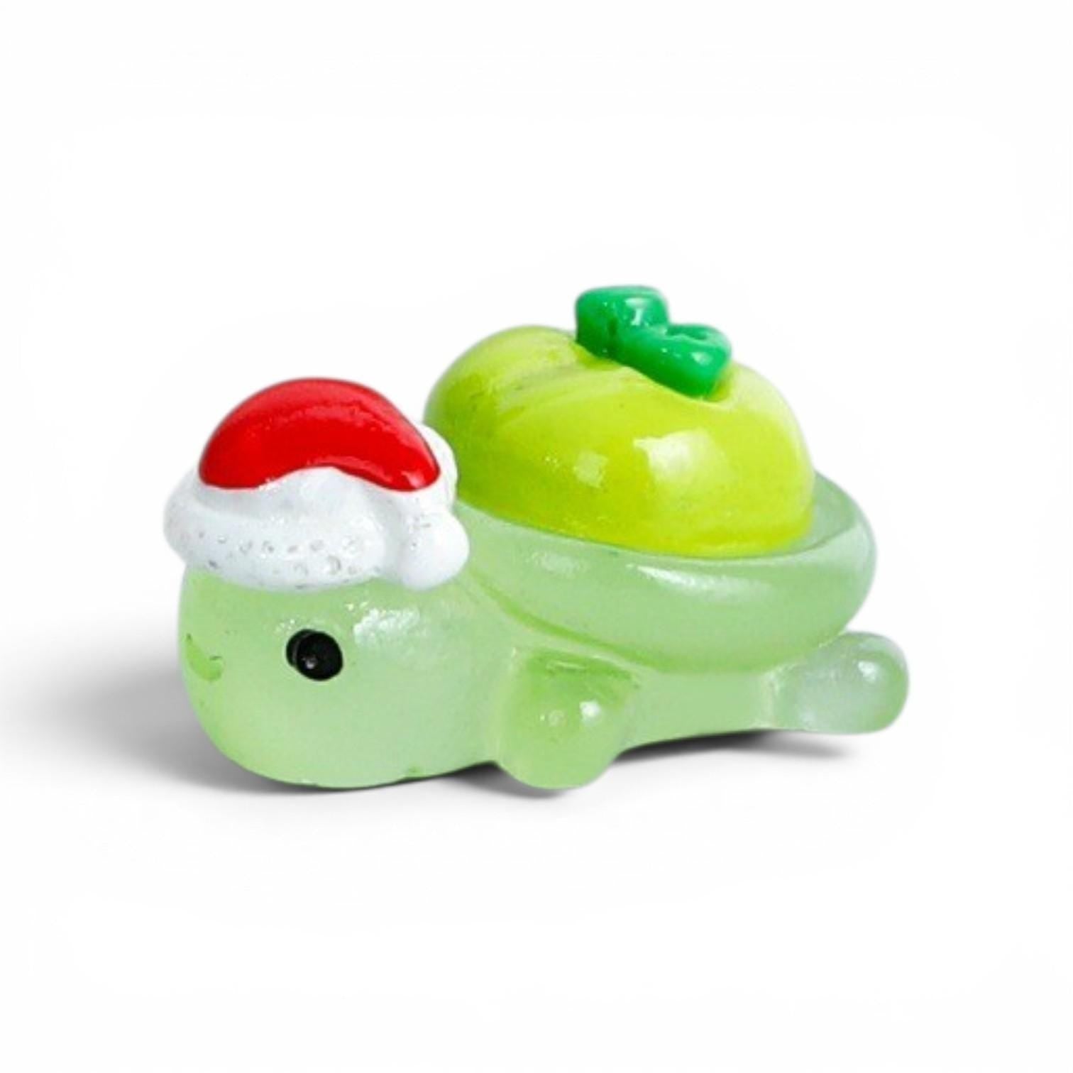Tiny glow in the dark Christmas turtle resin flatback charms