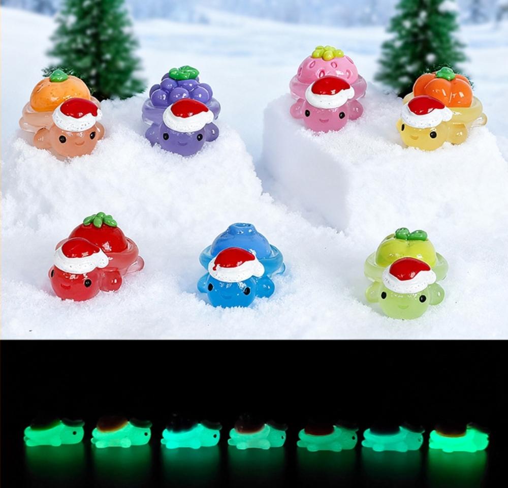 Tiny glow in the dark Christmas turtle resin flatback charms