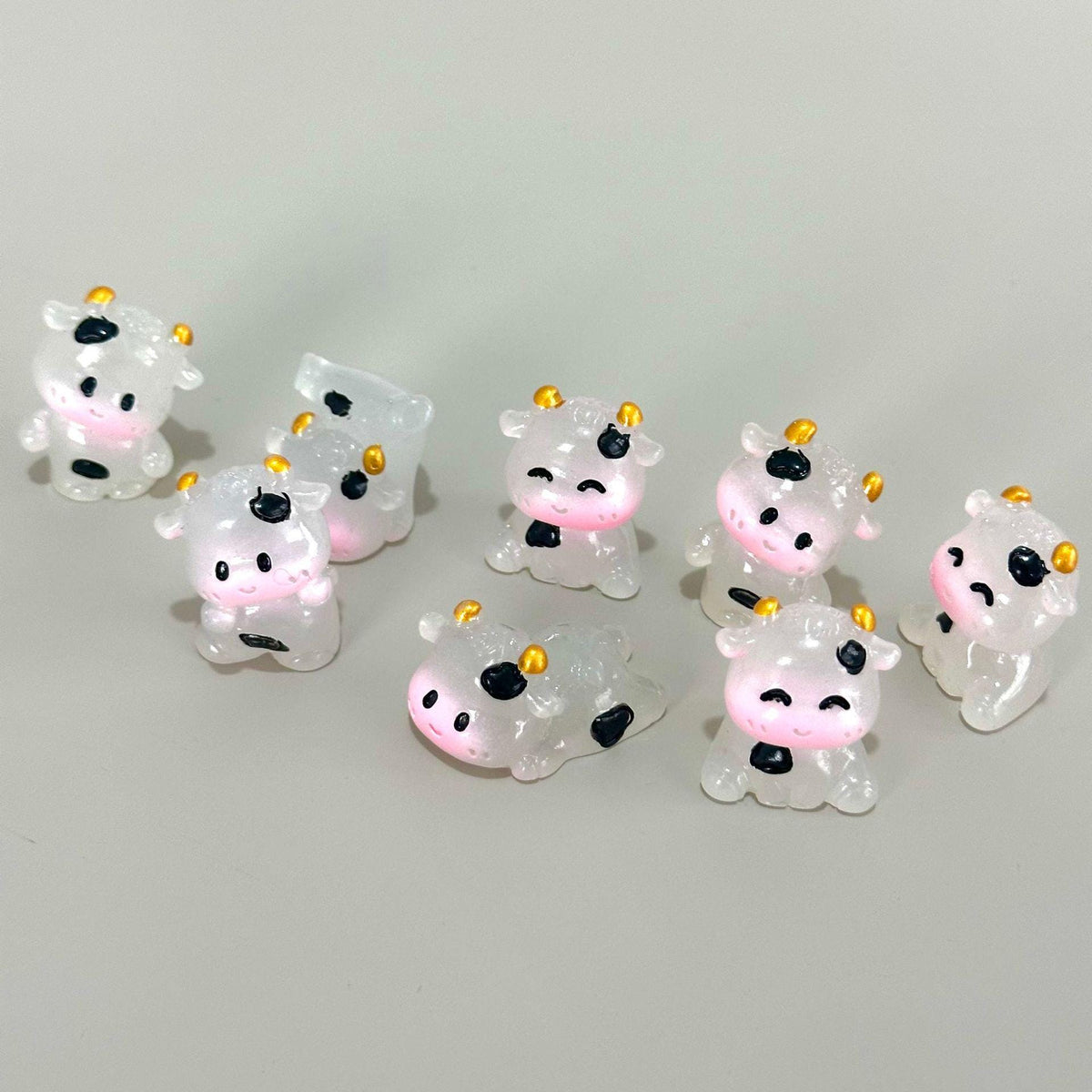 Glow in the dark milk cow resin charm cabochon for DIY crafts and decoden