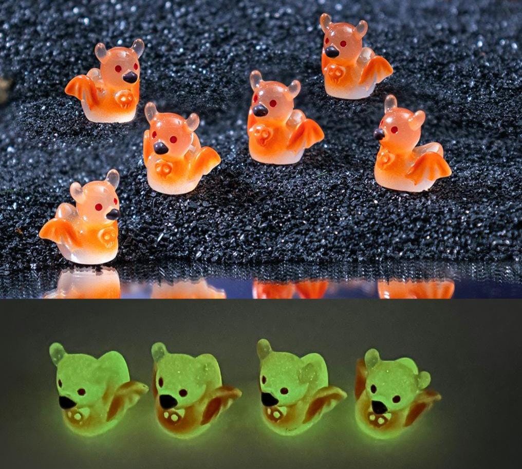 Orange glow in the dark Halloween bat resin charms