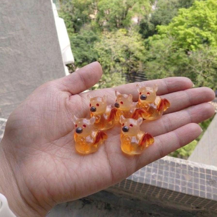Orange glow in the dark Halloween bat resin charms