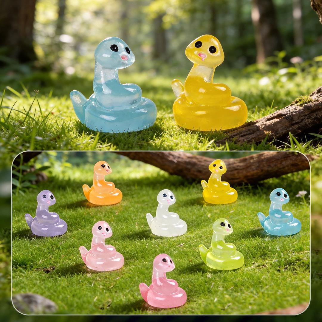 Glow in the Dark Snake Resin Charms | Luminous Colorful Flatback Cabochons for DIY Crafts, Jewellery Making & Earrings