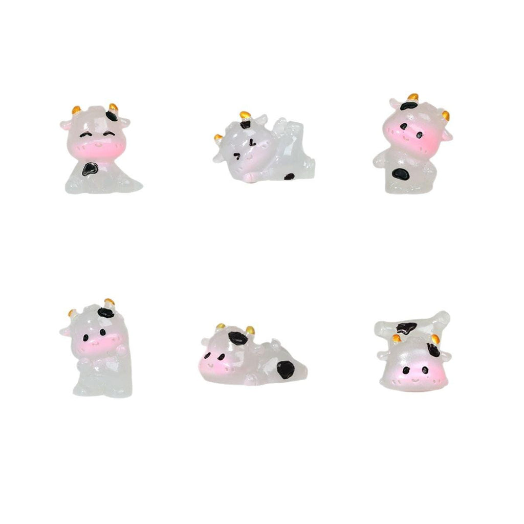 Glow in the dark milk cow resin charm cabochon for DIY crafts and decoden