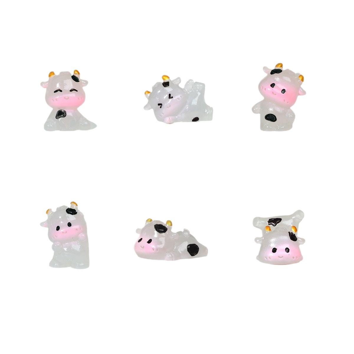 Glow in the dark milk cow resin charm cabochon for DIY crafts and decoden