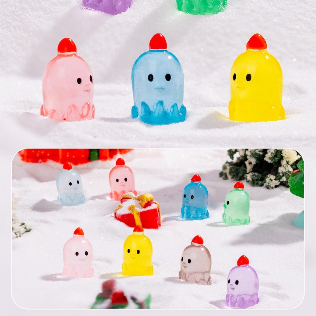 Glow in the dark Christmas duck charms with Santa hats