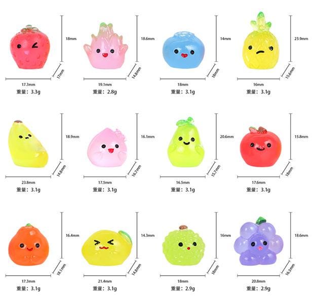 Glow in the Dark Fruit Resin Charms | Luminous Flatback Cabochons for DIY Crafts & Phone Case Decoration (20-35mm)
